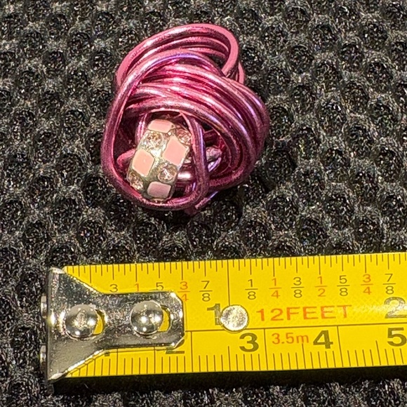 Whimsical Wire-Wrapped Statement Ring - Pink & Silver Sparkle - Picture 16 of 16